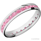 4 mm wide/Domed/Cobalt Chrome band with an Eternity arrangement of .07 carat Round Lab Dark Pink Diamond stones in a Channel setting.