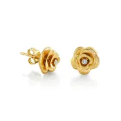 14K YELLOW GOLD DIAMOND BEZEL ROSE STUDS