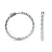 14k White Gold Diamond Hoops