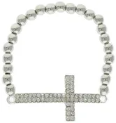 Gold or Silver Rhinestone Sideways Cross Bracelet