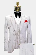 Abstract Print Rose Gold Tuxedo Suit – 3 Piece