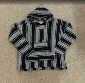 Baja Joes Stripped Woven Hoodie Black/White