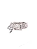 14KT WG Princess and Round Diamond Ring