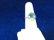 Sterling Silver Blue Agate cushion cut stone  Ring