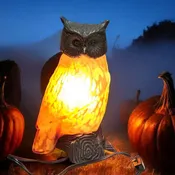 Amber Glass Owl Lamp