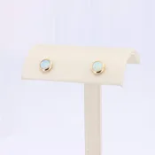 Australian Opal Stud Earrings, 0.36cttw Bezel Set in 14K Yellow Gold