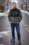 Banana Boat Men UPF50+ Outdoor Pollar Fleece Full Zip Jacket With Puff