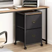 2 Drawer Mobile Filing Cabinet, Under Desk File Cabinet with Lockable Wheels, Metal Office Storage Organizer