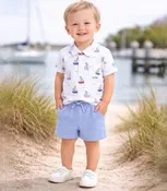 Angel Dear Bubbly Sailboats Polo with Casual Short