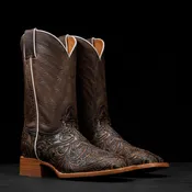 “Feathers” Tan Safari Hand Tooled – Square Toe