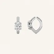 0.25CT Oval Cut Lab Grown Diamond Huggie Cuff Earrings
