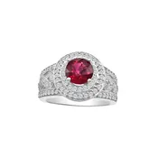 1.20 Carat Round Cut Ruby And .89 Carat Round Cut Diamond 18kt Ring