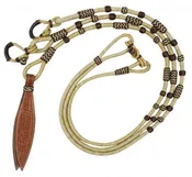 #030: Showman ® Braided Natural Rawhide Romal Reins with Leather Popper