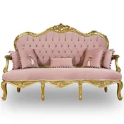 Antique Finish 6 Piece Openarm Sofa Set Gold Leaf