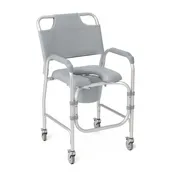 Aluminum Padded Shower Chair Commode with 4 Locking Casters