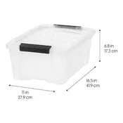 12 Qt. Plastic Storage Container Bin with Secure Lid and Latching Buckles, 6 pack - Clear