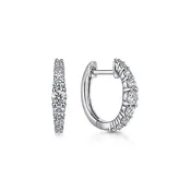14K White Gold 13mm Classic Diamond Huggie Earrings