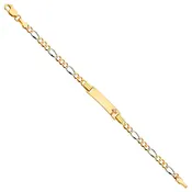 14K Tri-Color Gold Figaro 3+1 Cross Baby ID Bracelet