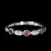 14K White Gold 0.20 CTW Pink Sapphire and Diamond Band