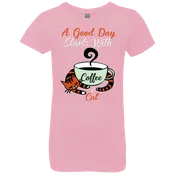 A GOOD DAY STARTS WITH COFFEE AND CAT Girls' Princess T-Shirt