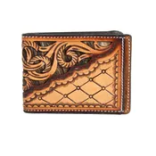 3D Calf Hair Tooled Bifold Spring Money Clip