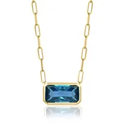 14K Yellow Gold London Blue Topaz Necklace — Hildgund