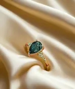 14kt Yellow Gold Blue Salt and Pepper Diamond Ring