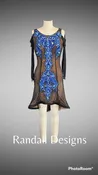Black Mesh Cobalt Rhinestone/Sequined Lace