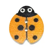 18mm 2 hole Wood button Ladybug Orange