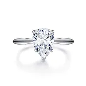 2ct Teardrop Pear Cut Cubic Zirconia CZ Rhodium Plated Sterling Silver Engagement Ring