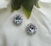 Aquamarine & Diamond Halo Stud Earrings — ROGERS & CO. fine jewelry and design: Missoula, MT: Jewelry Store, Engagement Rings, Chalet Jewelers
