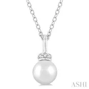 10K 0.04CT DIAMOND 6MM-PEARL NECKLACE