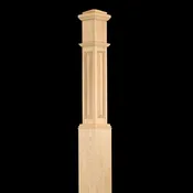 C-4091-RP Red Oak 6-1/4" x 55"Raised Panel Box Newel - w/ Mounting Block