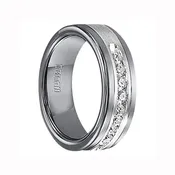1/2 cwt Diamond Mens Wedding Bands in Sterling Silver/Tungsten - A388FG