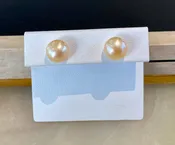 14KW PEACH BUTTON PEARL STUDS