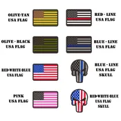 1.3x2 inch PVC USA flag  Tactical Patches hook fastener backing (Premade)