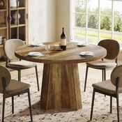 47 Industrial Round Dining Table with Pedestal for 4-6 People