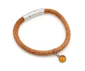 Amber Gem Charm Leather Bracelet
