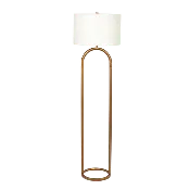 Vivid Brass Ring Base Floor Lamp with Large White Drum Shade