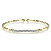14K Yellow Gold Bar Line Bangle