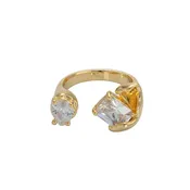 24K Gold Filled Cz Baguette Teardrop Molten Wrap Ring