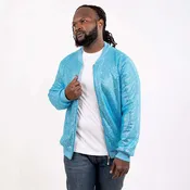 Strass Rhinestone Bomber Jacket - Aqua - XXL