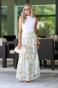 Botanical Daydream Maxi Skirt (Blue)