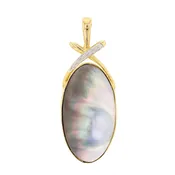 14Kt YG Tahitian Blister Pearl & Diamond Pendant