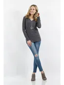 42 POPS Microfiber Long Sleeve V-Neck Tee