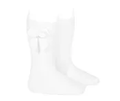 Knee Sock with Bow - White