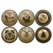 15in 6pc. Official United States Military  Branch Emblem Plaque Set (Dark Backer)