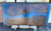 Epoxy Resin River Dining Table – Blue with Claro Walnut Wood Slabs 60" x 30"