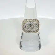 14K Yellow Gold Radiant-Cut Diamond Hidden Halo Engagement Ring