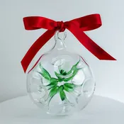 Blown Clear Glass Ornament with internal colored star shape, Made in italy